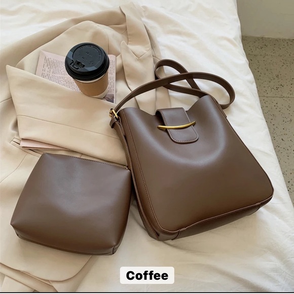 Beautiful PU Leather Bucket Bag Purse and Coin Bag Set - Picture 3 of 10